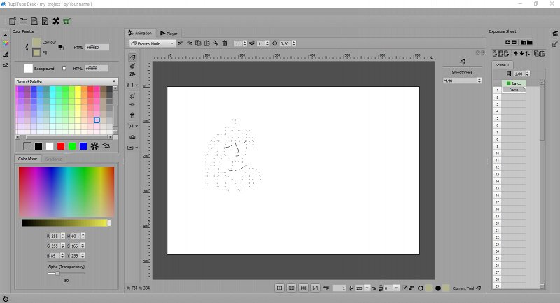 Features of the open source 2D animation software TupiTube