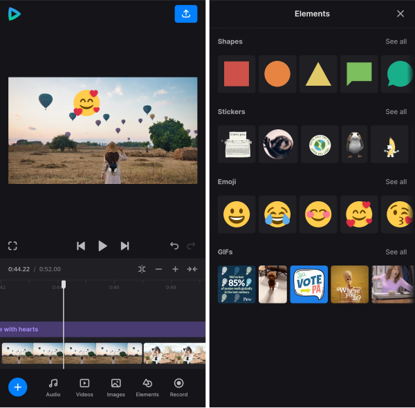 Add stickers to the created video on iPhone