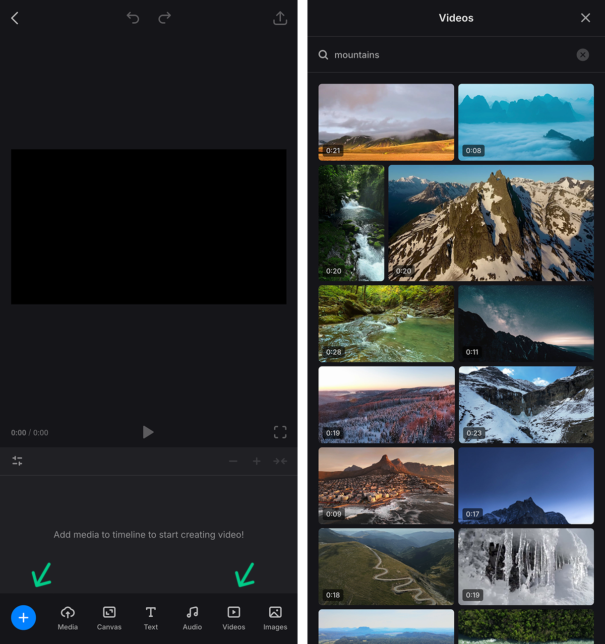 Add files to combine video with voice over on iPhone