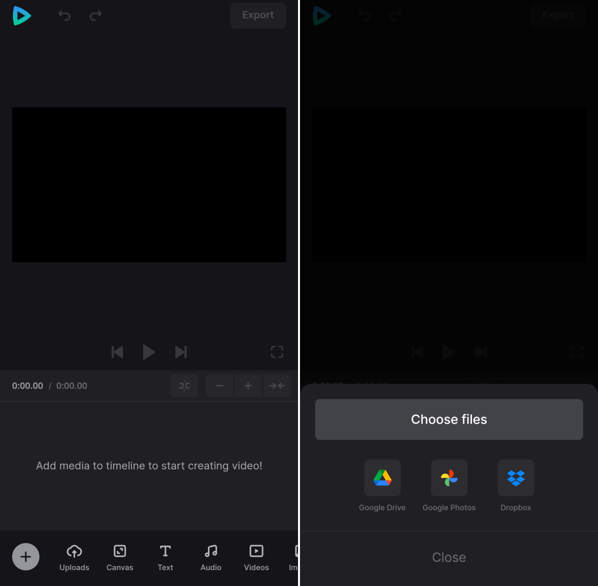 Add files to make YouTube video on phone