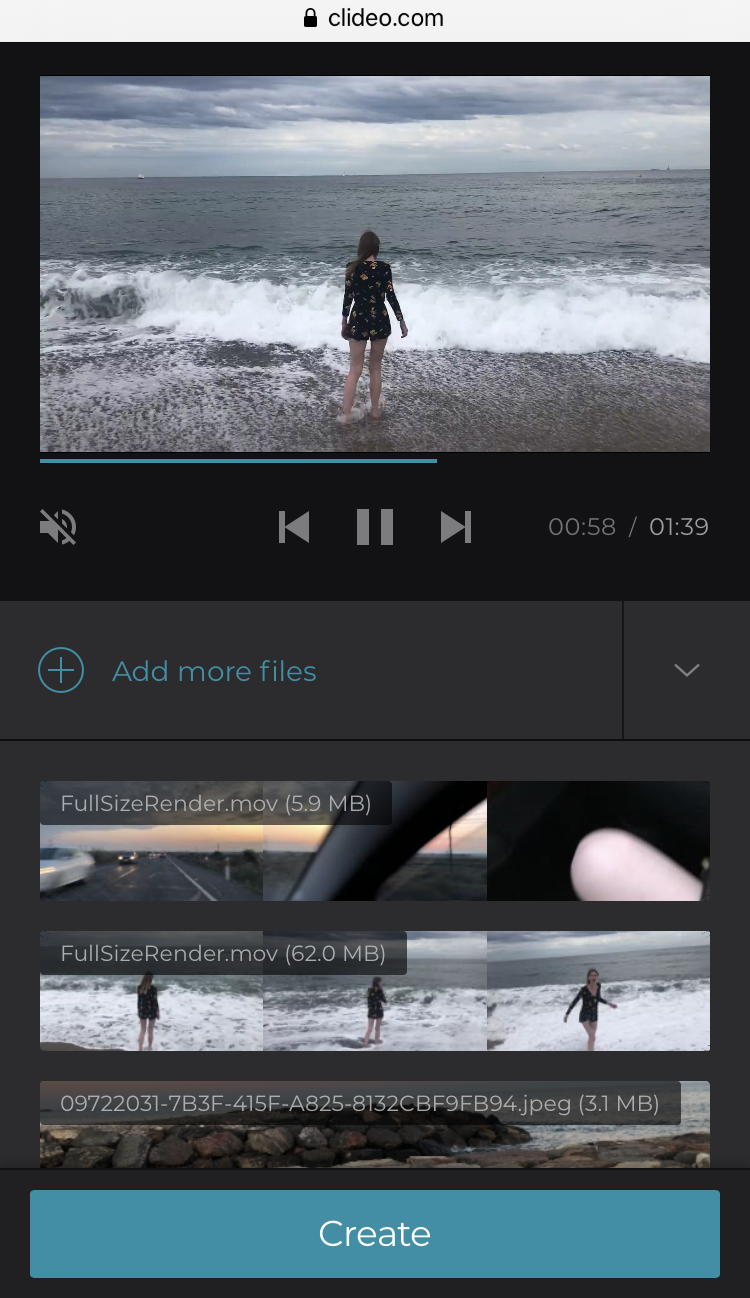 Upload more files to Clideo's iPhone Slideshow Maker