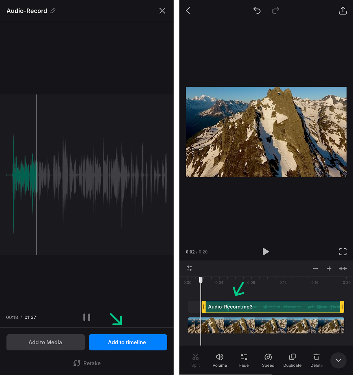 Add voice audio recording on iPhone