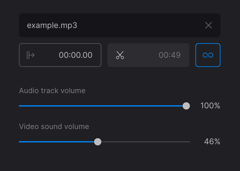 Change volume of audio overlaid on video