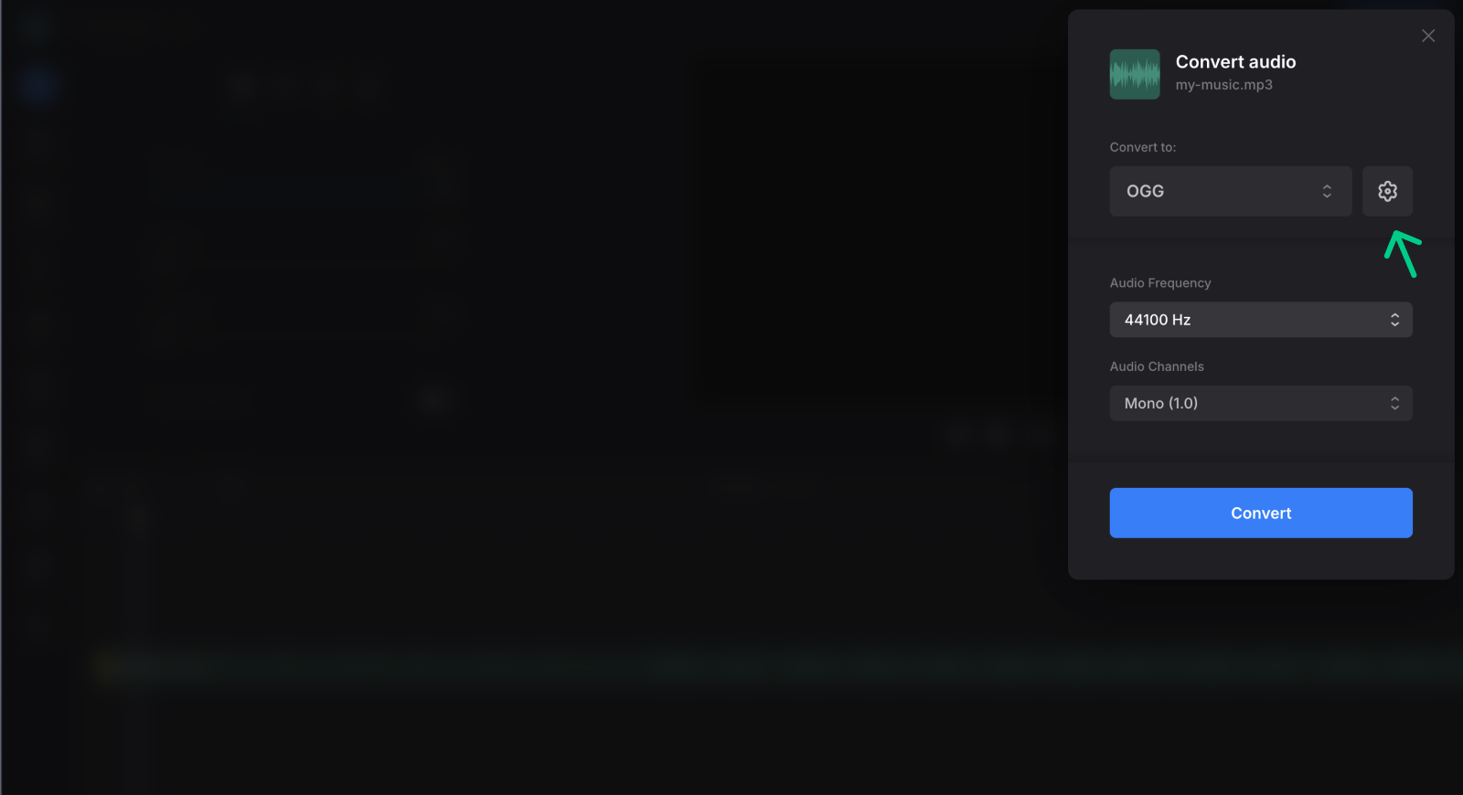 Audio converter settings