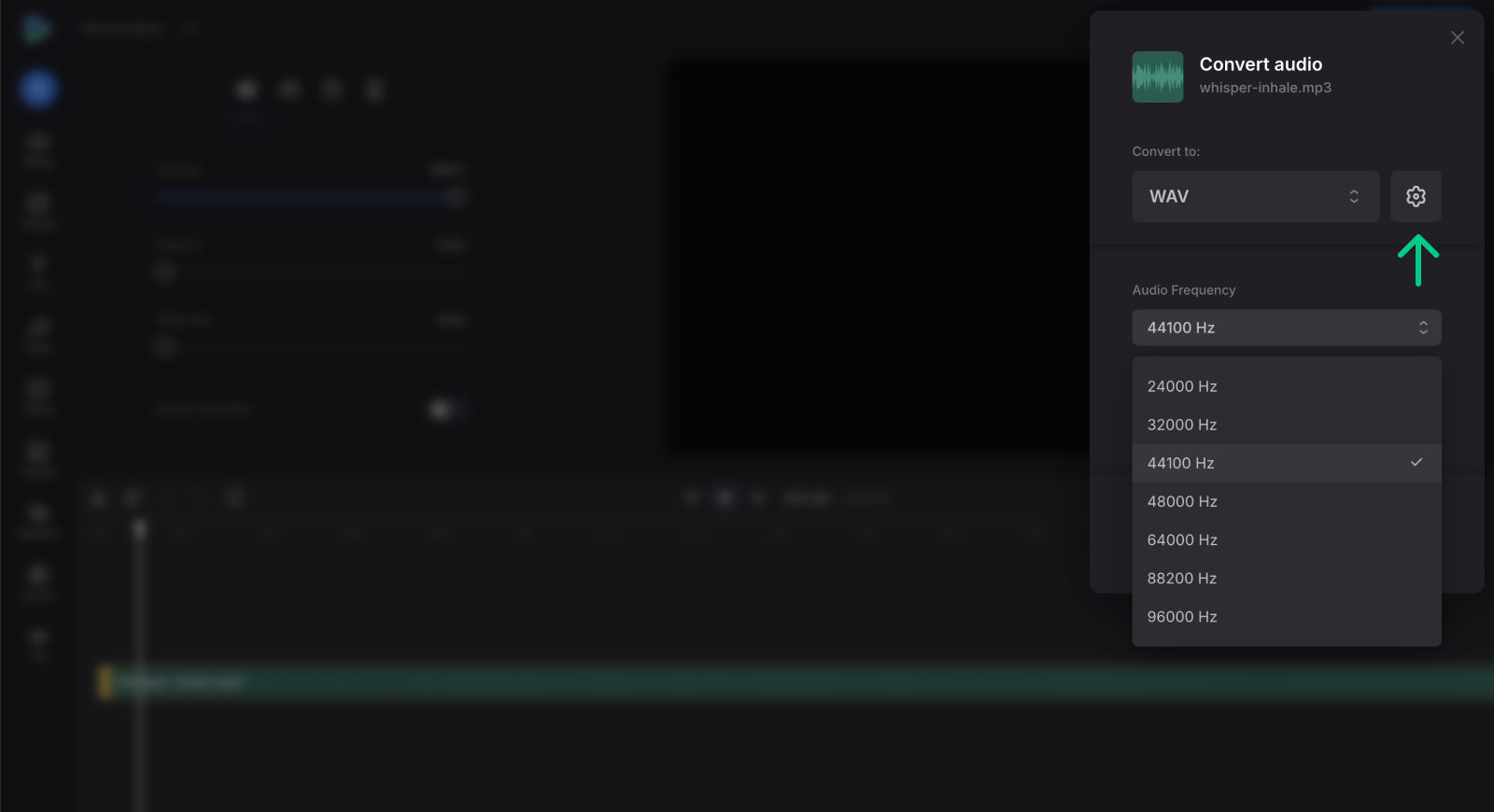 Change audio frequency
