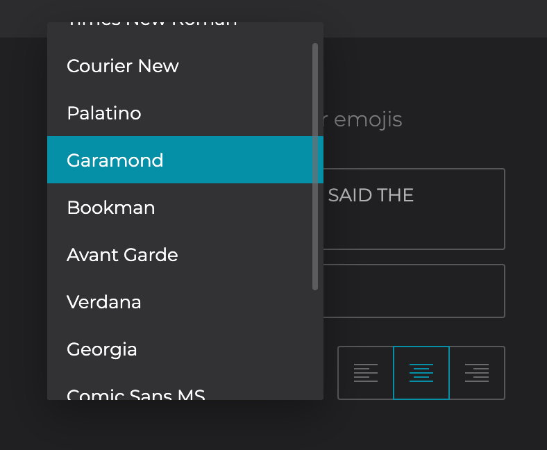 Select the desired font for your text
