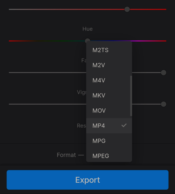 Change format for video with vignette