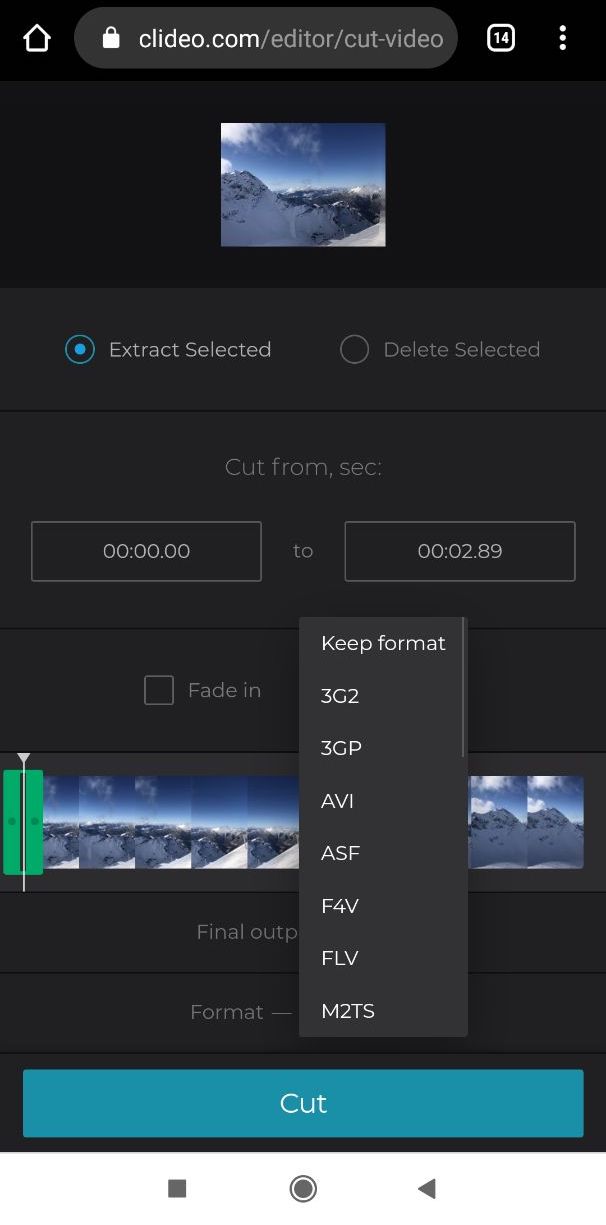 How to convert trimmed Android video Change format of a trimmed video on Android