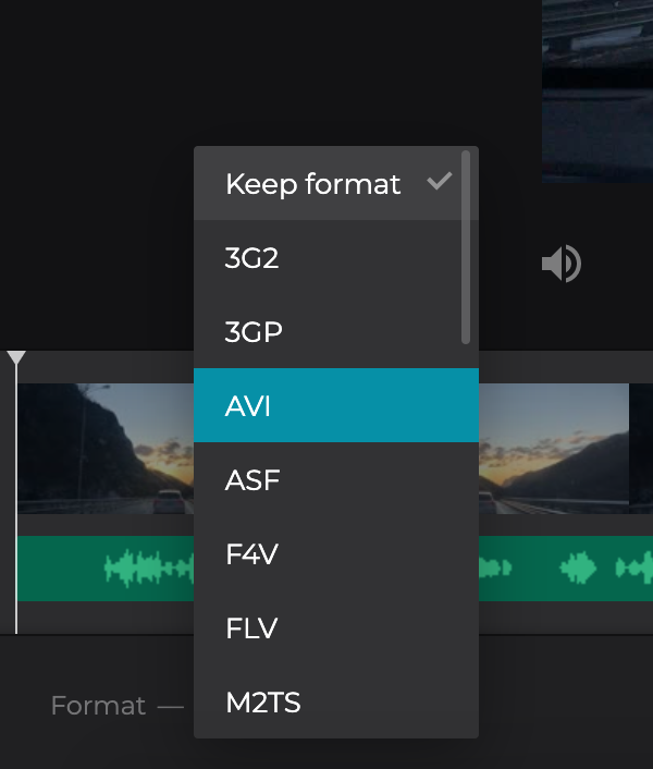 Change the format of the video with added MP3