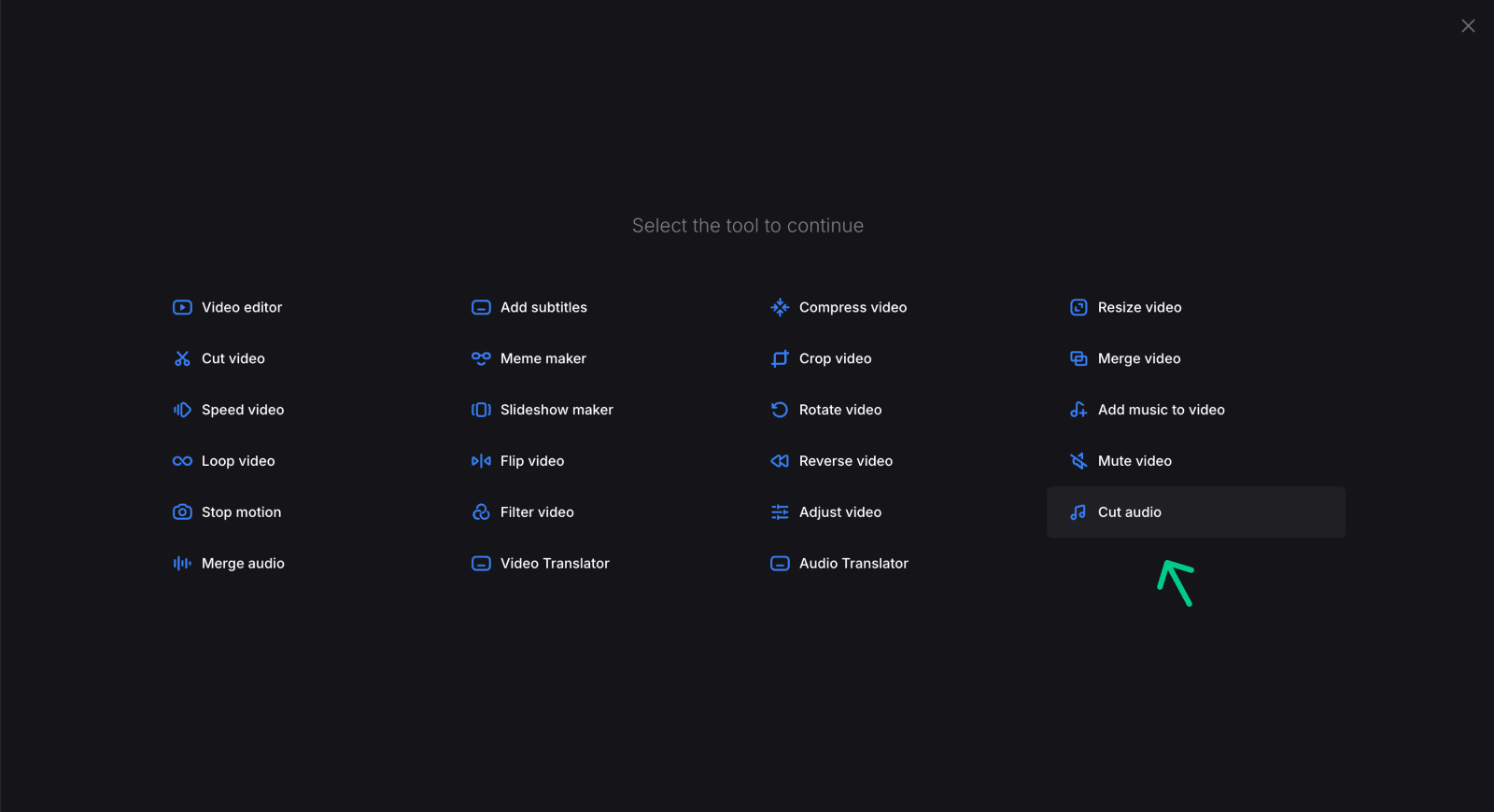 Choose tool to extract audio translation