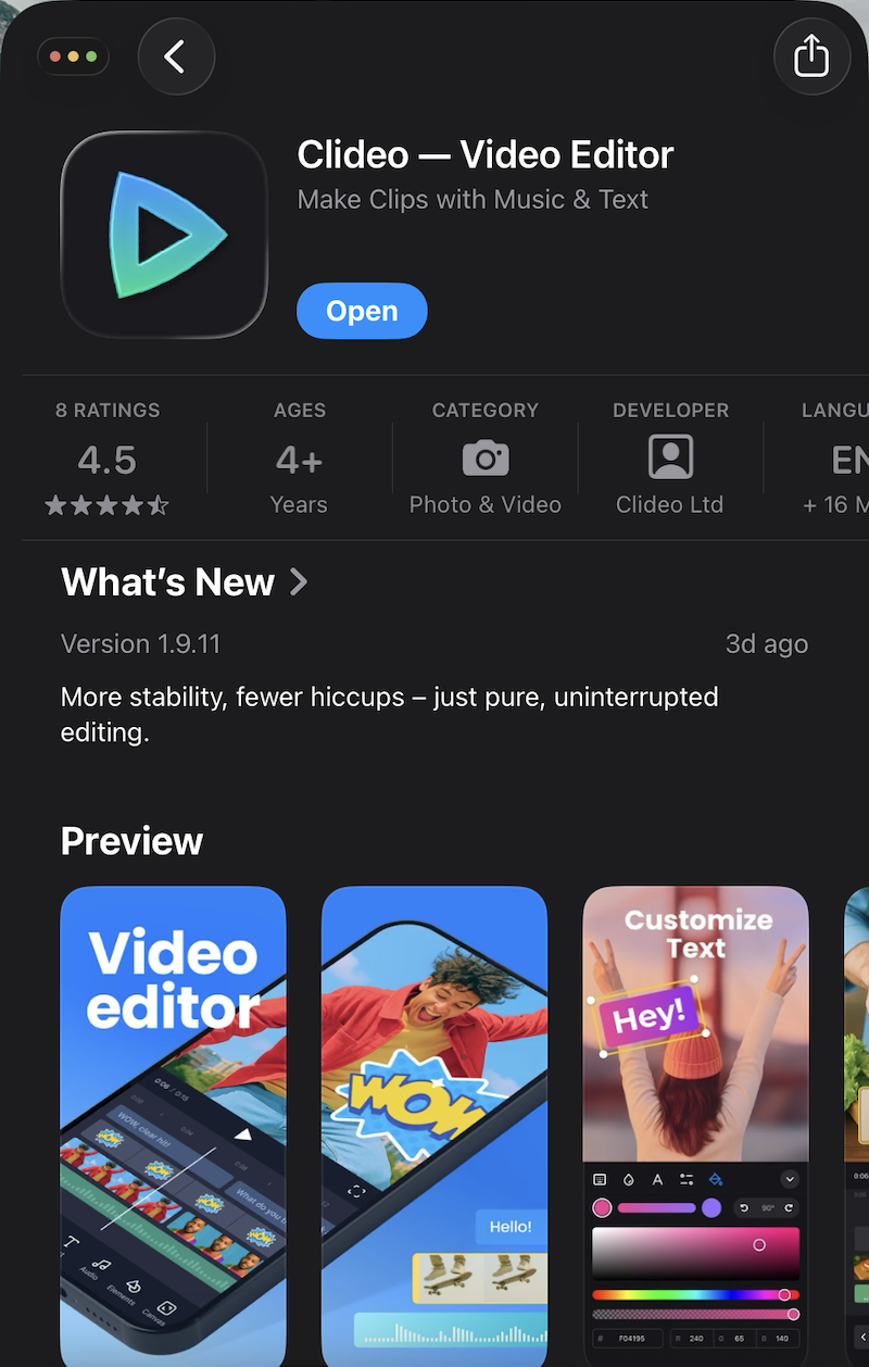 Clideo edit videos on iPhone