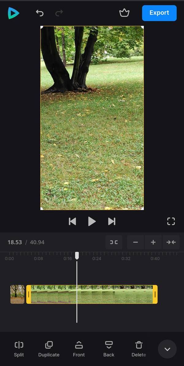 Clip settings in Android video editor