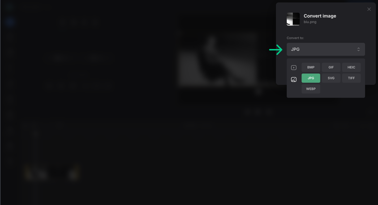 Convert image to JPG or another format