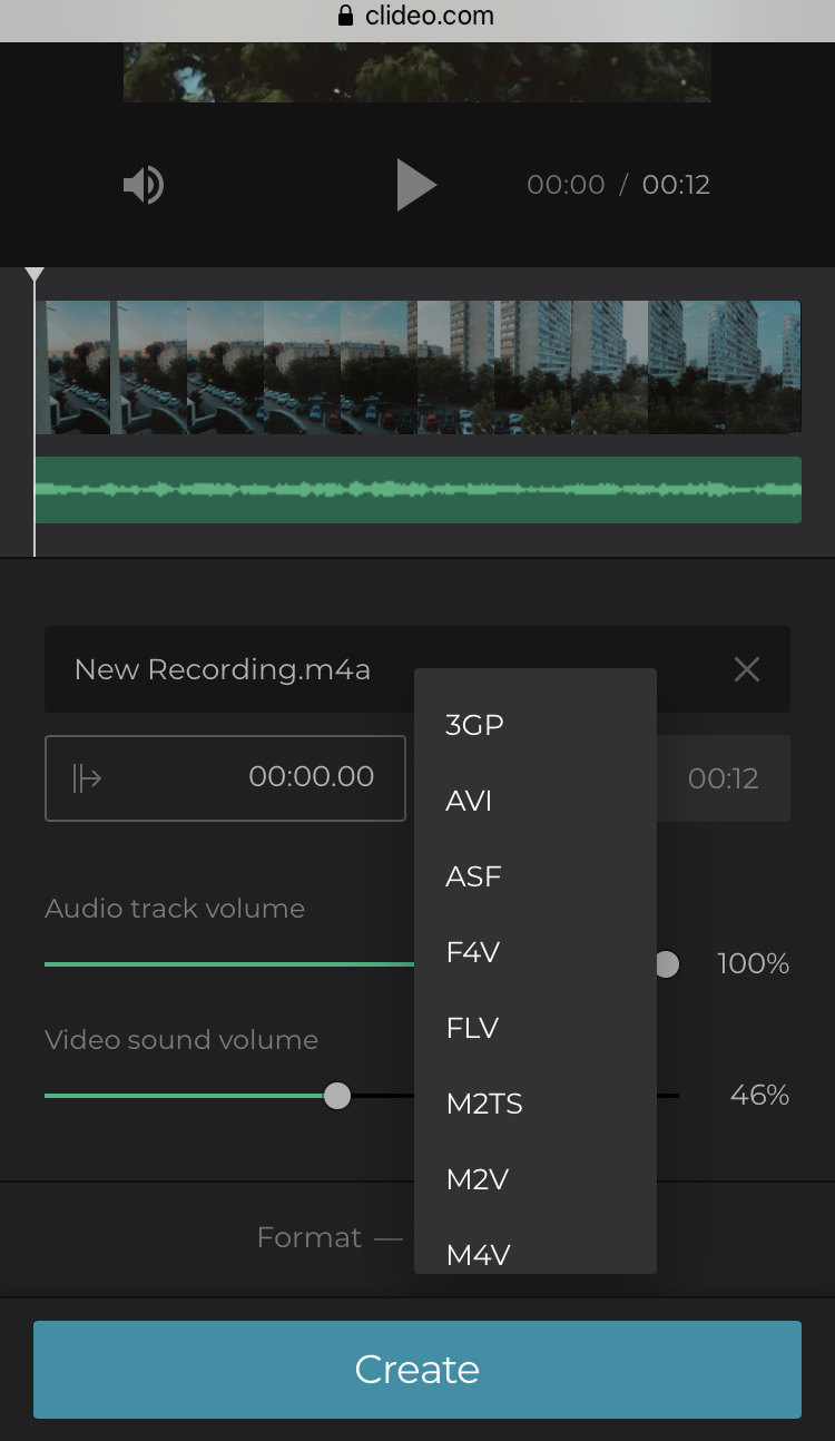 Change format of the iPhone video with added music
