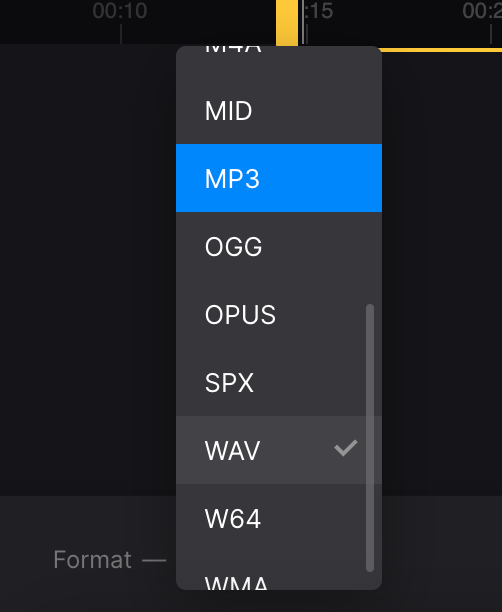 Convert separated audio Change format of separated audio