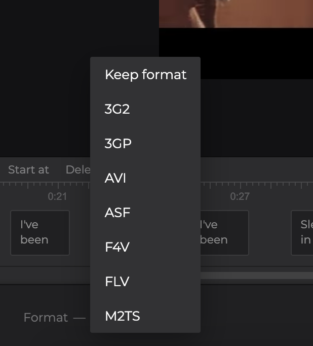 Change format of video with captions