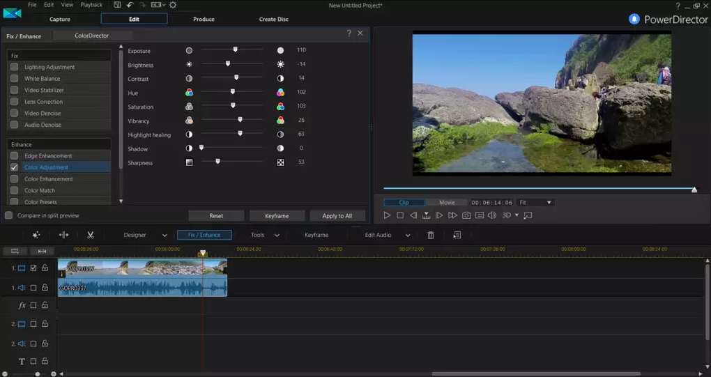 Cyberlink PowerDirector 16 interface is like Final Cut Pro for PC