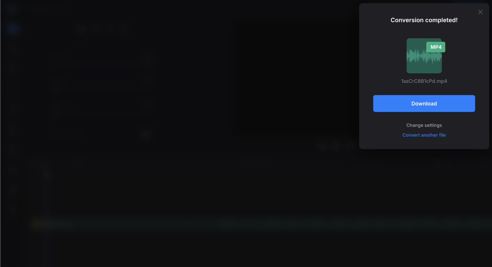 Download clip after audio to video conversion