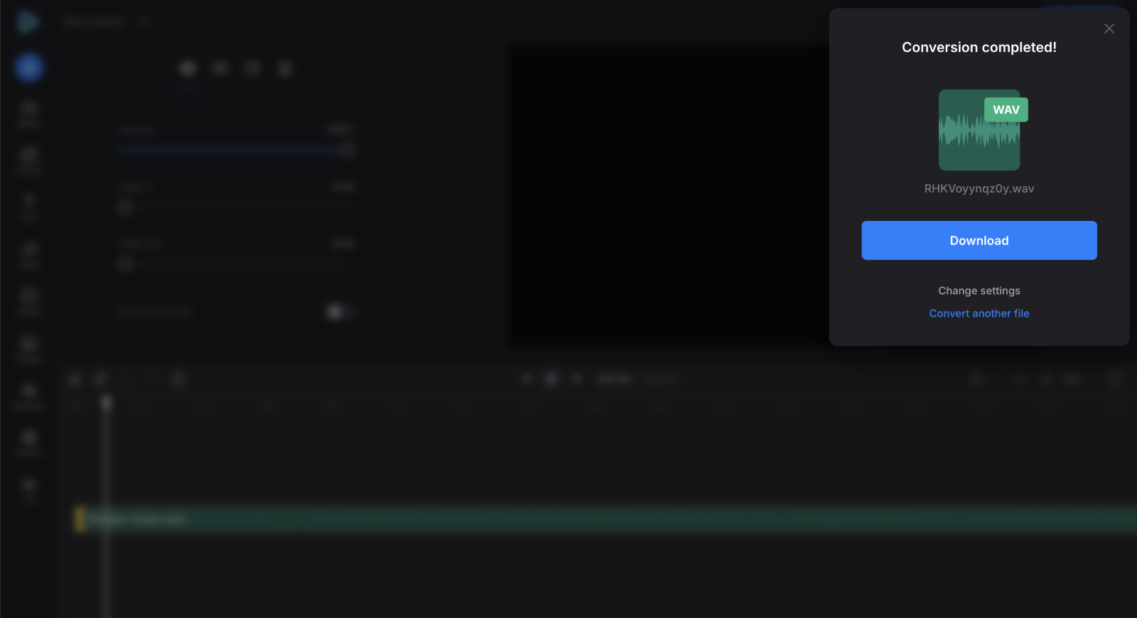 Download file after conversion with new audio frequency
