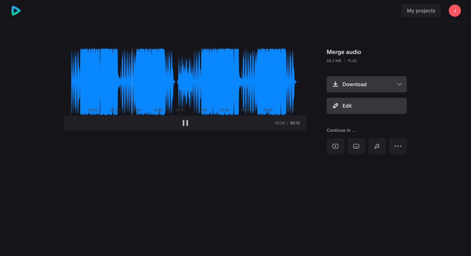 Save combined FLAC files Download merged FLAC files