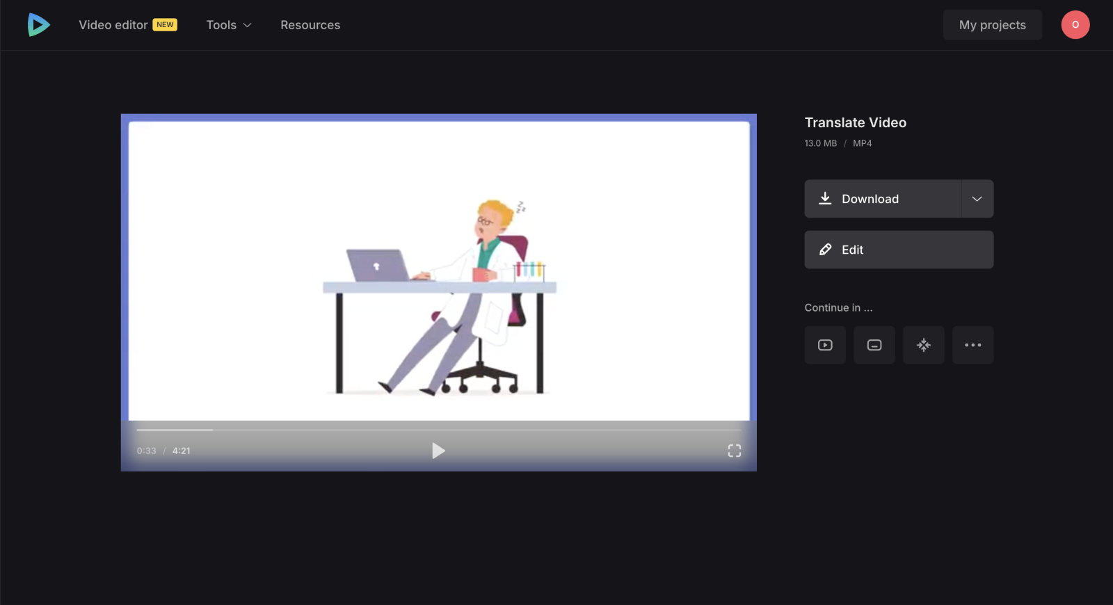 Save video with translated AI voice Download translated video with AI voiceover