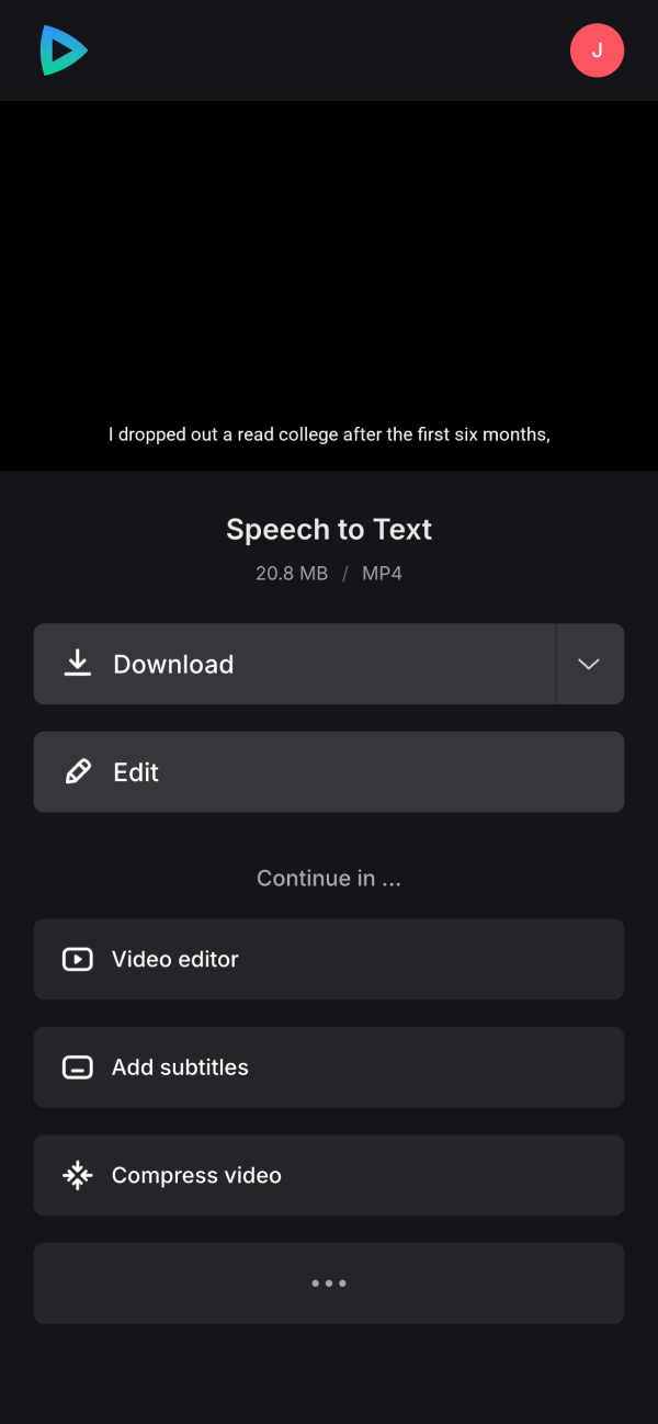 Download video file with audio transcription