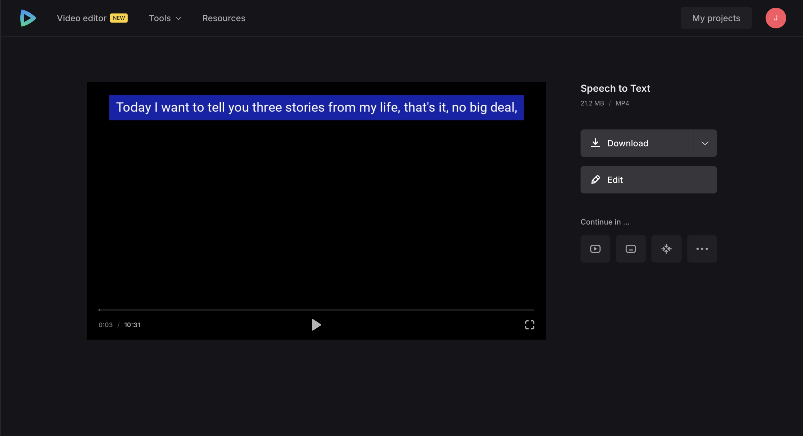 Download video with voice to text transcription