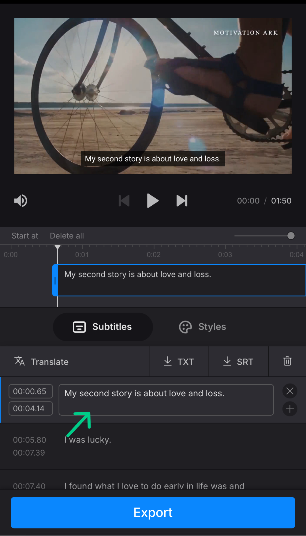 Edit subtitles in video on iPhone