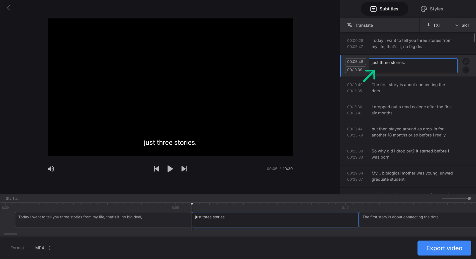 Edit voice to text transcription