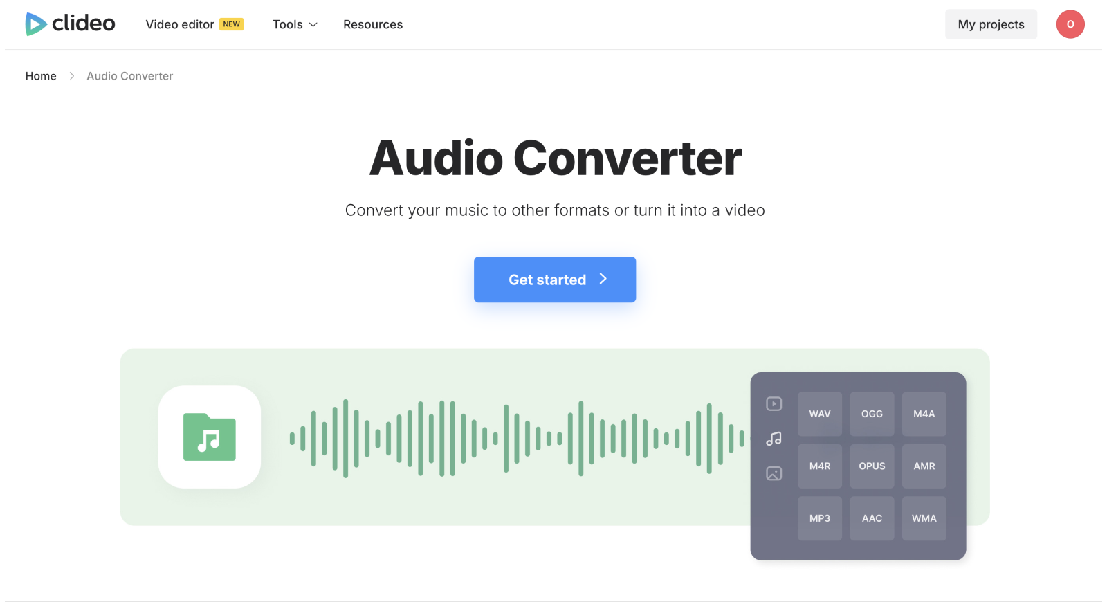 Free online audio to video converter