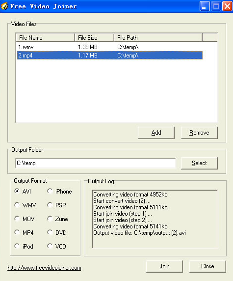 Main menu of the Final Cut Pro equivalent for PC Free Video Joiner