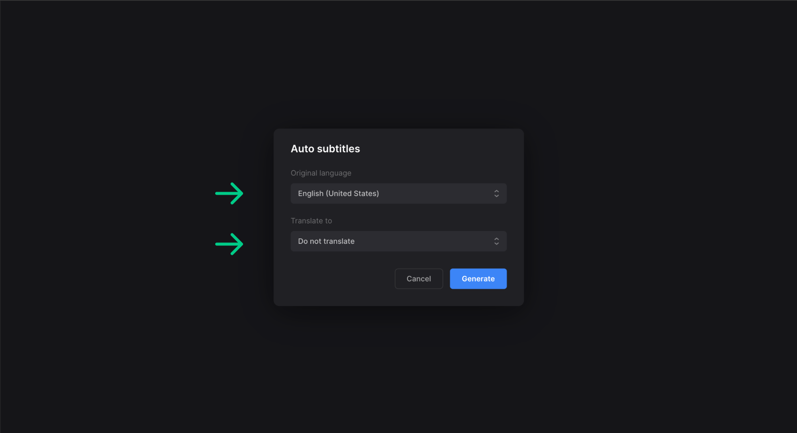 Generate subtitles in subtitle translator