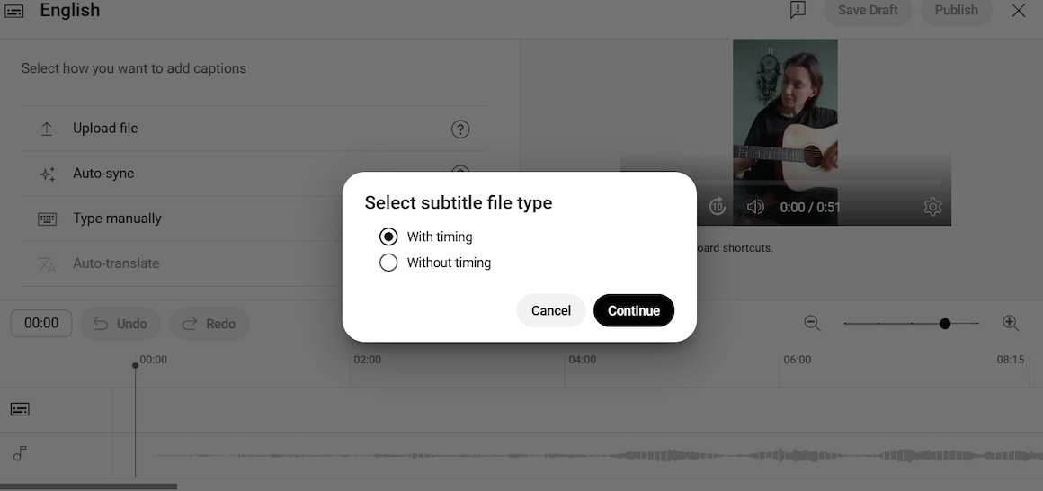 How to add captions on YouTube video 7
