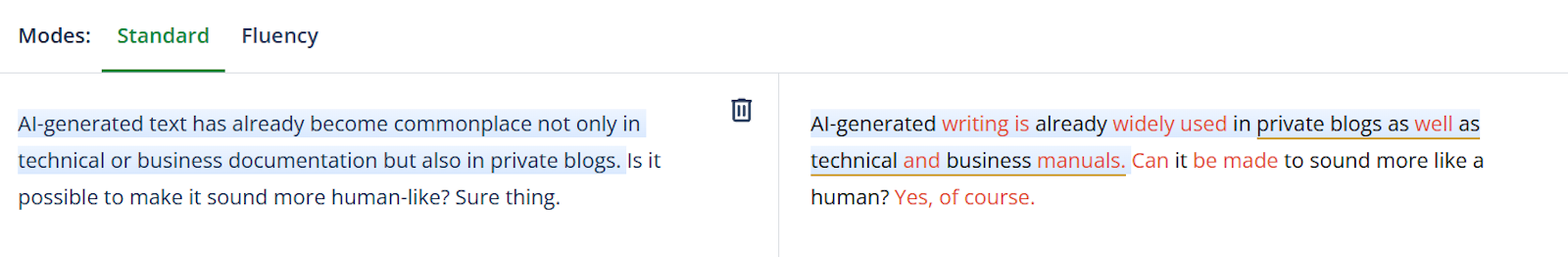 Humanized AI content mode 1