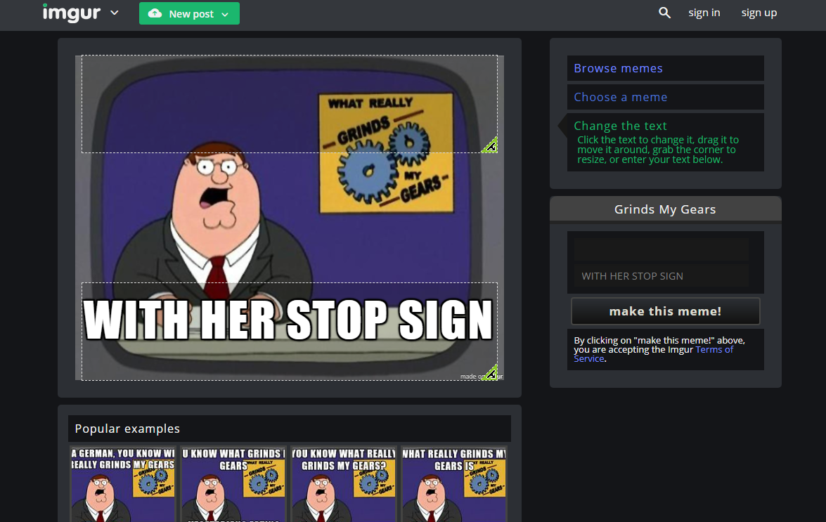 Creating a meme in Imgur