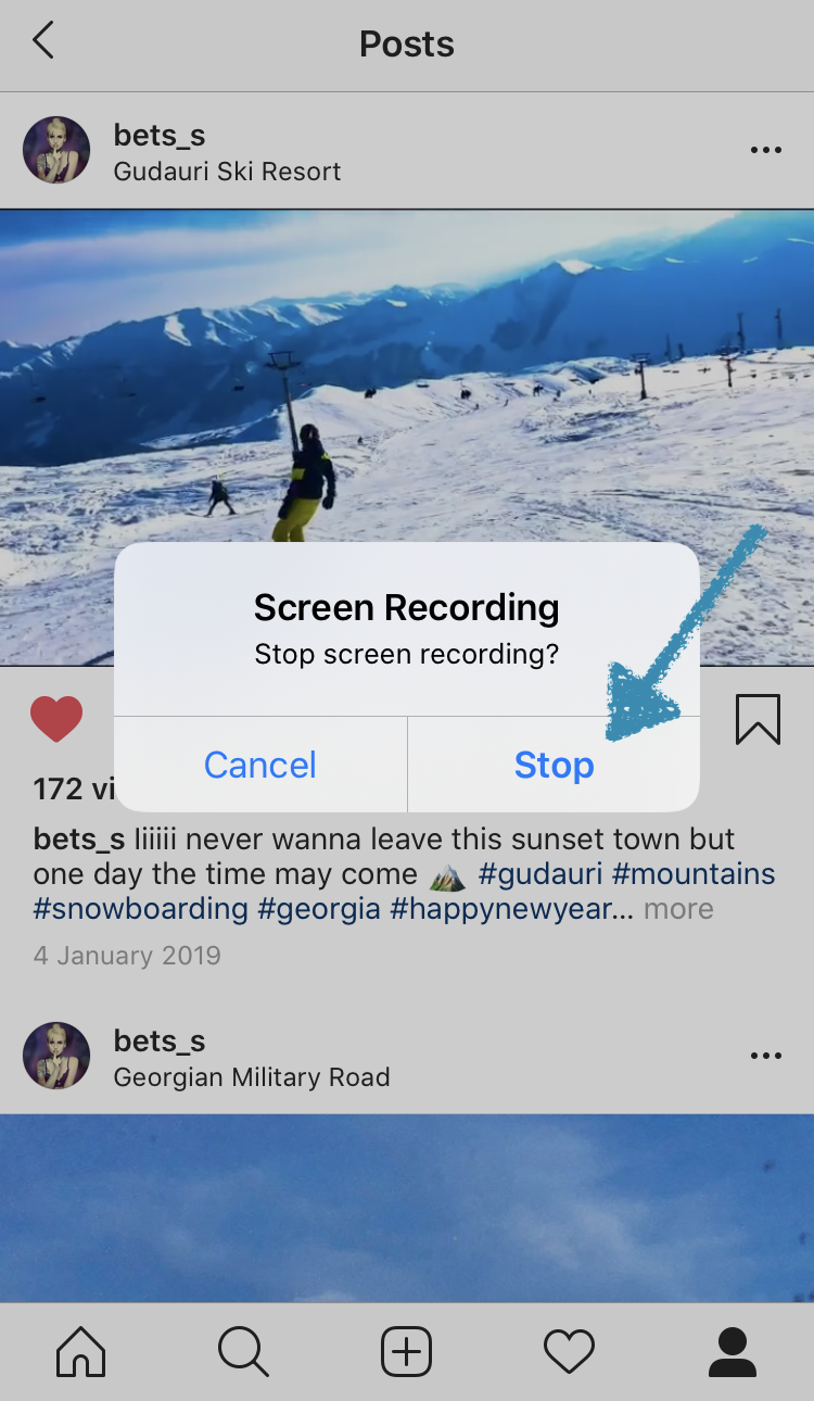 Stop recording to save the Instagram video