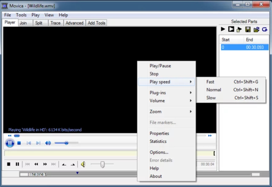 Interface of the free video merger Movica