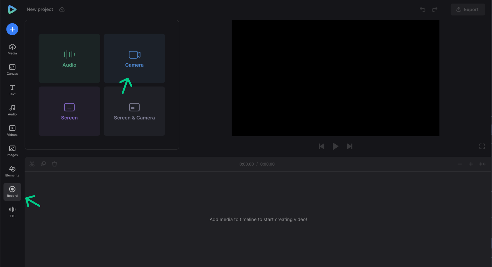 Record video to add captions to reels