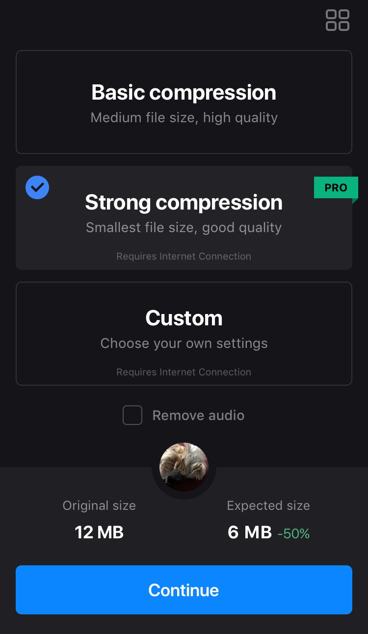 Reduce video size on iPhone in strong mode