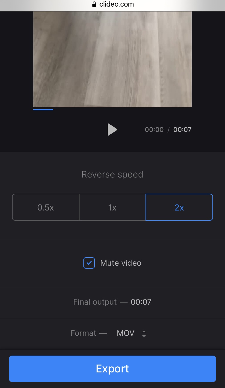 Reverse TikTok video online using Clideo