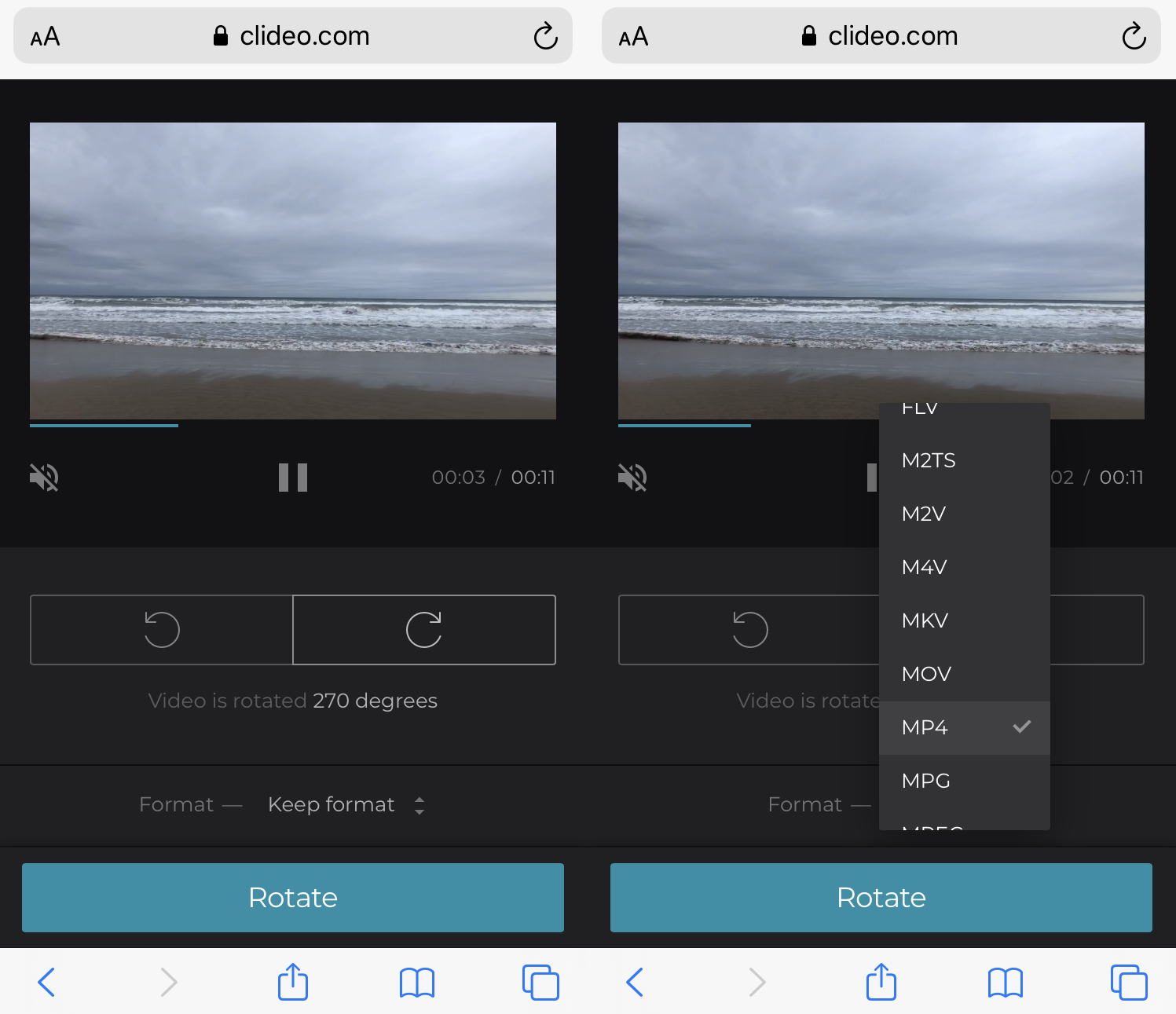 Rotate iPhone video by clicking one button