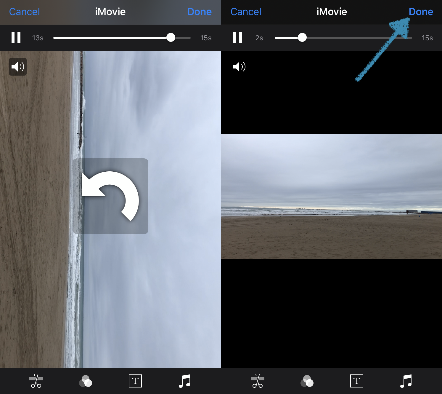 Save the flipped iPhone video from iMovie