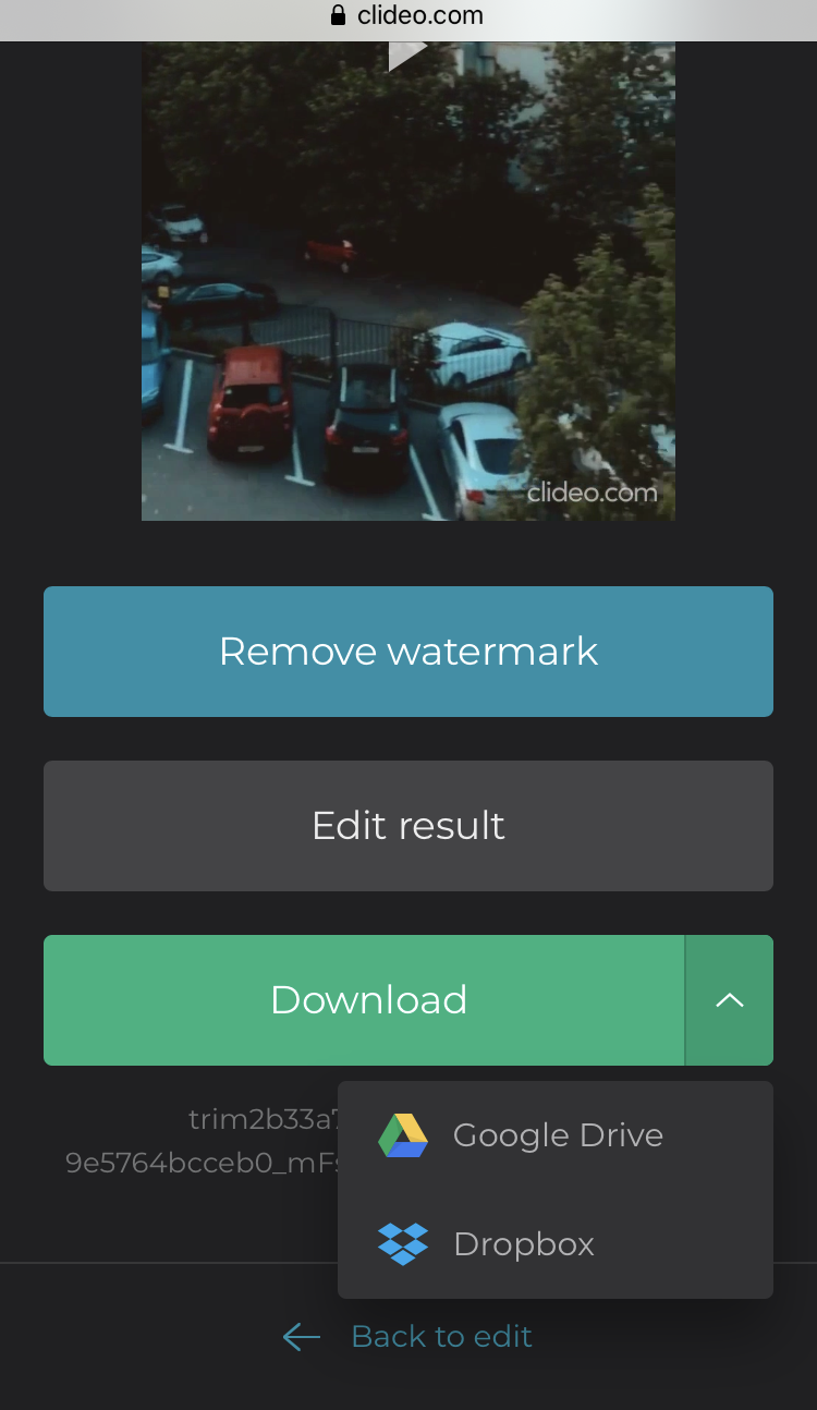 Save the iPhone music video to Google Drive or Dropbox