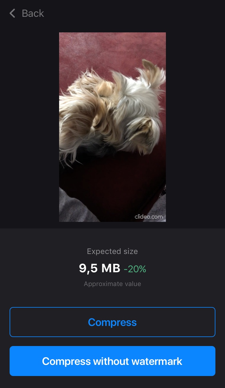 Download reduced video on iPhone