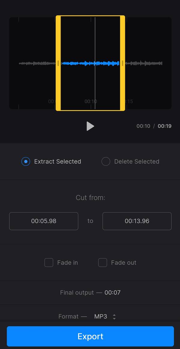 Select audio to convert to MP3 on iPhone