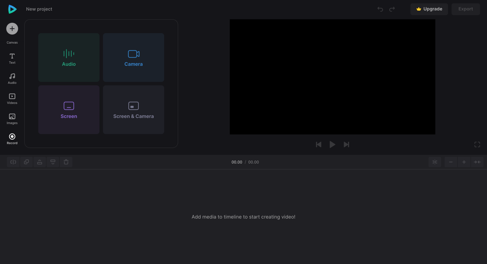 Select audio to record sound for video