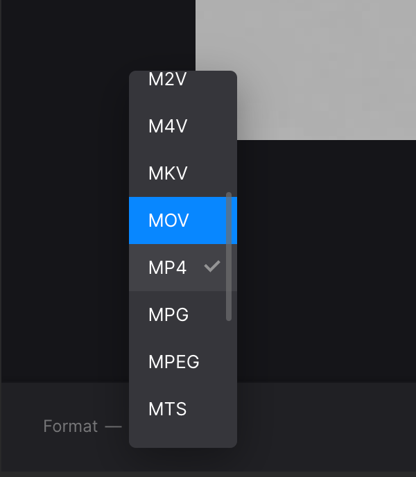 Select format for black-and-white video