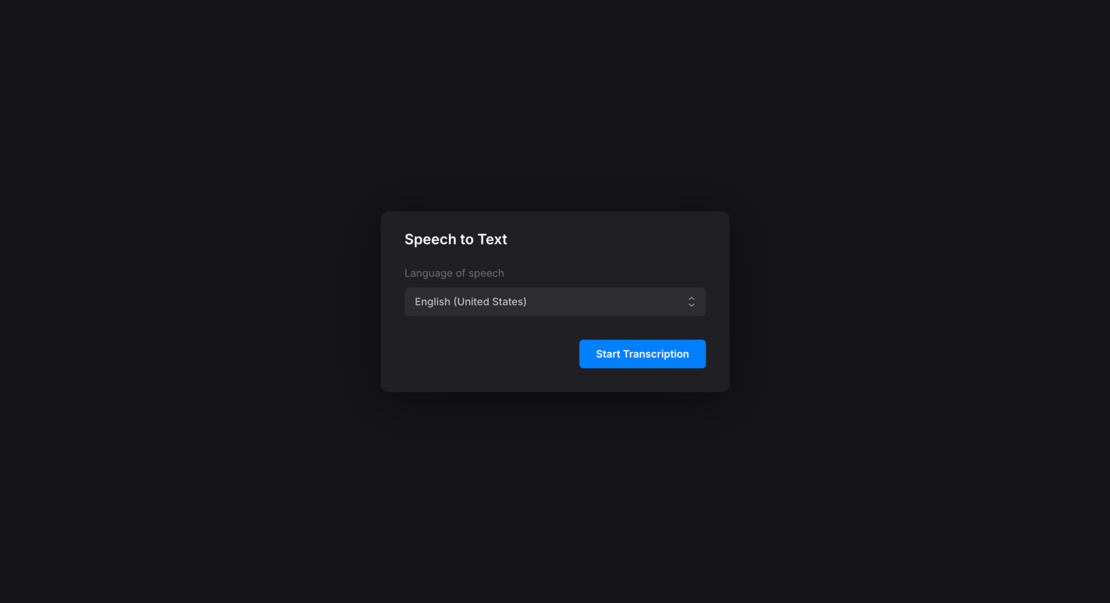 Select language to transcribe lectures to text