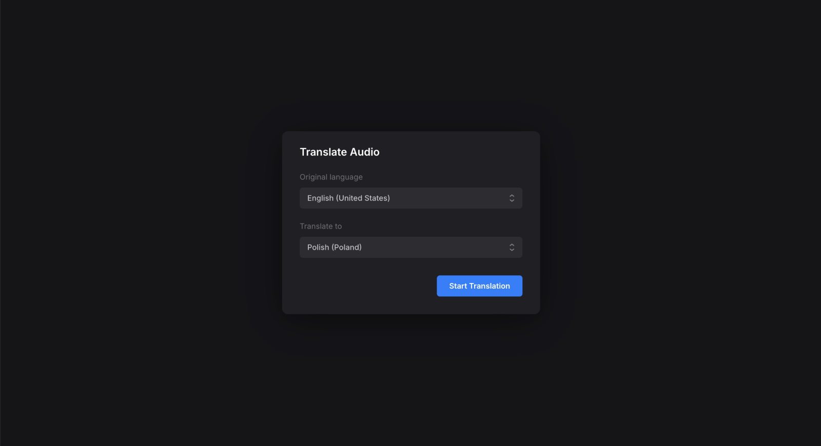 Select language to translate audio