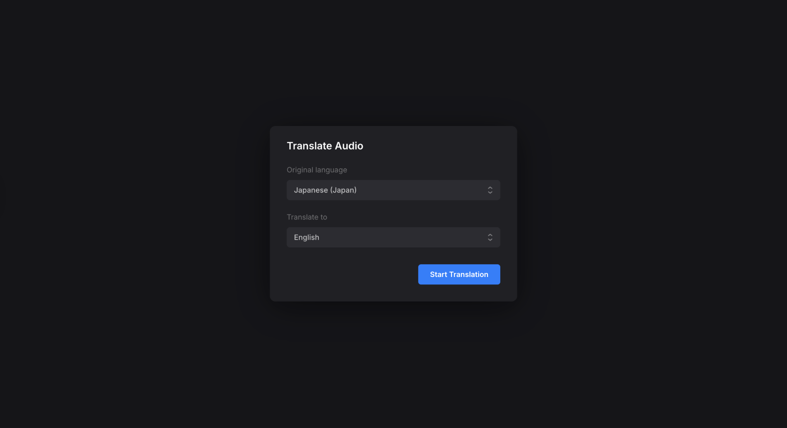 Select languages to translate podcast